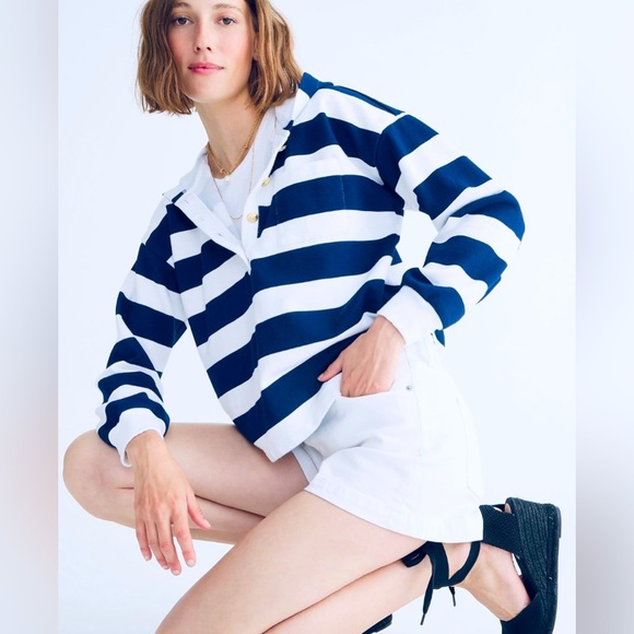 NWT! J. Crew Nautical Blue and White Stripes
Sweatshirt/Pullover - Picture 1 of 7